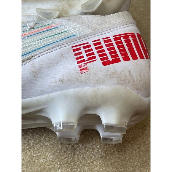 Puma Ultra White Mini Stripe Knit Softball Cleats Sneakers Girls Size 3.5C - Picture 7 of 11